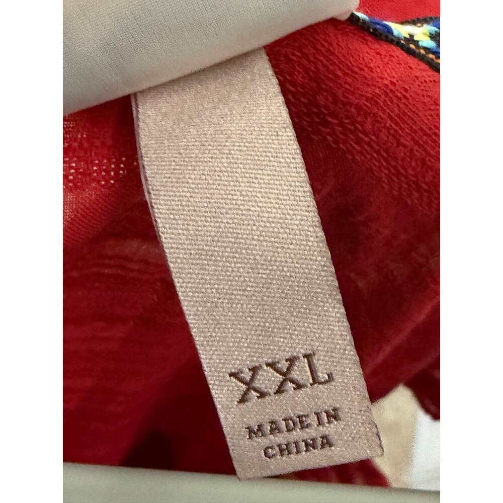 Knox Rose Red Boho Knee Length Cotton Dress 3/4 Sleeve XXL Tiered Lined - Picture 3 of 5